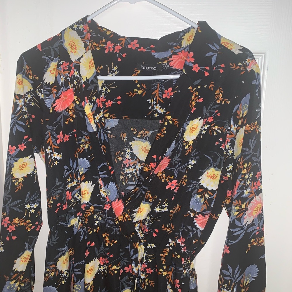 Boohoo floral black maxi dress